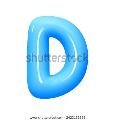 letter D. letter sign blue color. Realistic 3d design in cartoon balloon style. Isolated on white background. vector illustration
