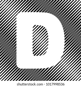 Letter D sign design template element. Vector. Icon. Hole in moire background.