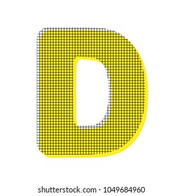 Letter D sign design template element. Vector. Yellow icon with square pattern duplicate at white background. Isolated.