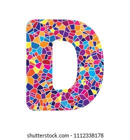 Letter D sign design template element. Vector. Stained glass icon on white background. Colorful polygons. Isolated.