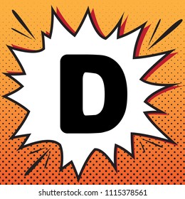 Letter D sign design template element. Vector. Comics style icon on pop-art background.