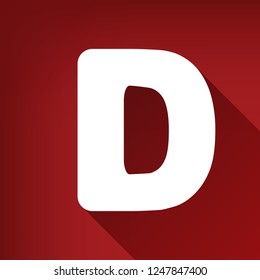 Letter D sign design template element. Vector. White icon with limitless shadow at ruby red background.