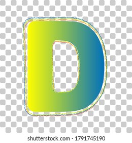 Letter D sign design template element. Blue to green gradient Icon with Four Roughen Contours on stylish transparent Background. Illustration.