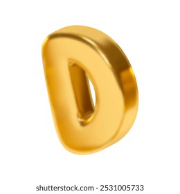 letter D. letter Sign gold color. Realistic 3d design in metal style. Isolated on white background. vector illustration