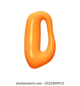 letter D. letter sign orange soft color. Realistic 3d design in cartoon liquid paint style. Isolated on white background. vector illustration