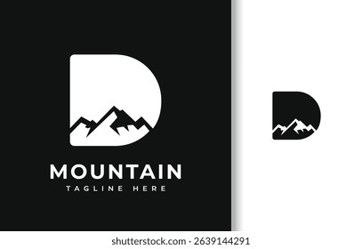 LETTER D WITH SILHOUETTE OF MOUNTAIN LOGO DESIGN