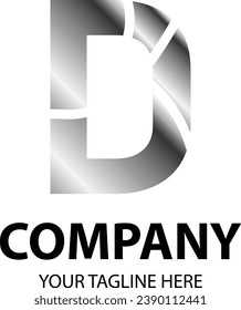 Letter D Silver Logo. D Letter Design Vector. Design logotype with modern concept. Vector illustration