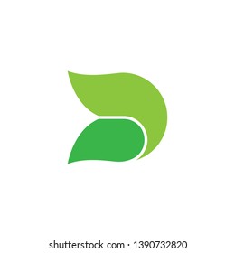 letter d simple 3d curves leaf logo vector