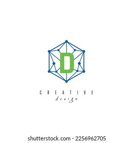 letter D and IT simple Creative elegant hexagon hexagonal poligon logo Design