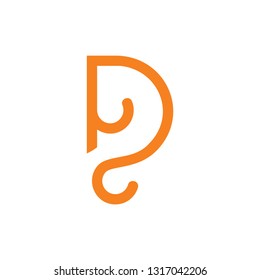 letter d simple curves geometric line logo