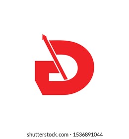 letter d simple geometric arrow up logo vector