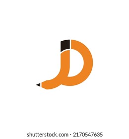 letra d logotipo de forma de lápiz geométrico simple vector