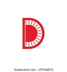 letter d simple geometric sun rays design logo vector