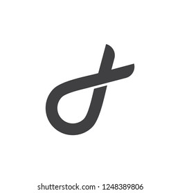letter d simple ribbon logo vector