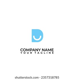 Letter D smile logo design vector sign.