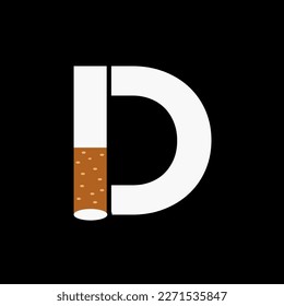 Concepto De Logotipo De Humo De Letra D Con Icono De Cigarrillo. Vector de logotipos de tabaco