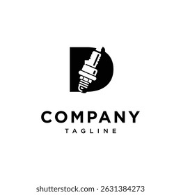 Letra D Vector de icono de logotipo de bujía