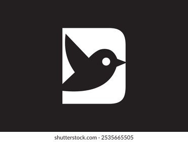 letter D and sparrow birds vector design for your company