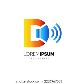 Logo-Design-Vektorsymbol für das Grafiksymbol von Letter D-Lautsprecher - Hintergrundvorlage