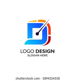 Letter D and speedometer for automotive logo design