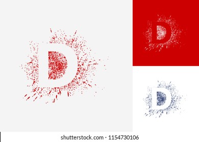 Letter D Splash Grunge Logo Template Design Vector, Emblem, Design Concept, Creative Symbol, Icon