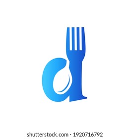 Letter D Spoon and Fork Logo Design Vecktor