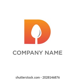 Plantilla de diseño de logotipo de cuchara de letra D