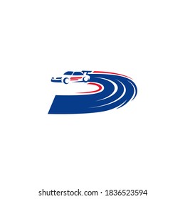 Letter D Sport Car Drifting Logo Design