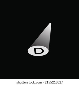 Letter D spotlight negative space minimal logo icon sign design concept