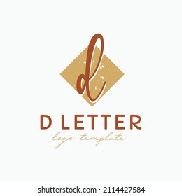Letter D square gold logo vector image