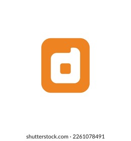 letter d square orange cute logo vector