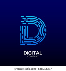 Letter D with Square shape, Dots and Lines logotype,Fast Speed, Delivery, Digital and Technology for your Corporate identity