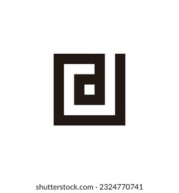 Letter d square, spiral geometric symbol simple logo vector