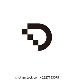Letter D stairs, building geometric symbol simple logo vector