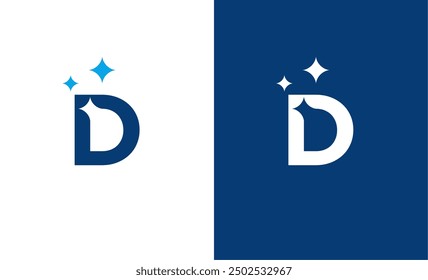 Letter D star or D cleaning or D shining logo concept vector icon