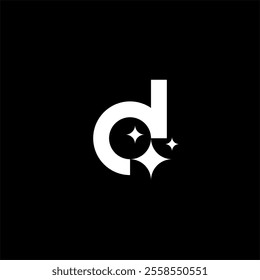 Letter D star or D shining or D cleaning logo concept vector icon