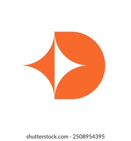 Letter D star spark minimal negative space logo