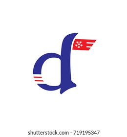 letter d with star stripes flag logo vector 