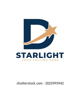 Letter D with Star Swoosh Logo Design. Suitable for Start up, Logistic, Business Logo Template