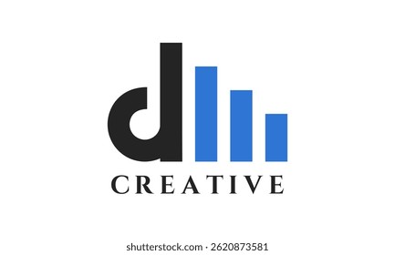 Letra D com modelo de logotipo abstrato de design em degrau