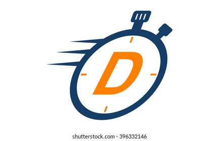 Letter D Stopwatch Logo
