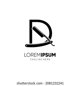 Letter D Straight Razor Logo Design Vector Icon Graphic Emblem Illustration Background Template