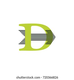 letter d with stripes arrow logo vector