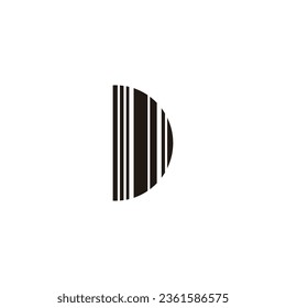 Letter D stripes, geometric symbol simple logo vector