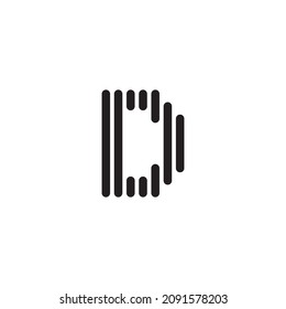 letter D stripes simple symbol logo vector