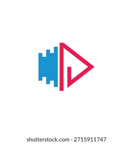 letter d stripes triangle arrow colorful logo vector 