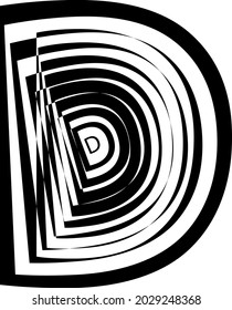 letter D in the style of op art on a white background