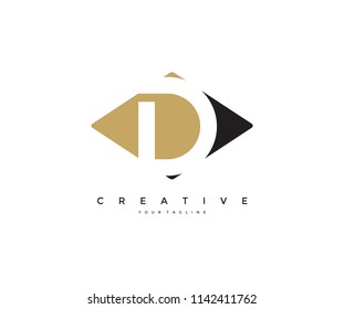 Letra D Estiloso Forma Diamante Logo Corporativo