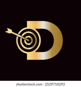 Letter D Success Logo Combine with Bow Target  Icon