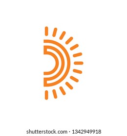 Letter D Sun Geometric Line Logo Vector